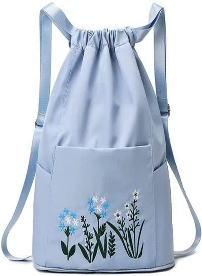 HIMART Large Capacity Folding Travel Bag Foldable Duffel Bag Lightweight Waterproof Travelling Bag,Drawstring Backpack for Outdoor College Travel & Shopping.(Blue Less Bag) - Image 1